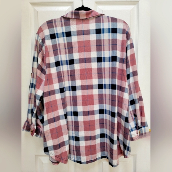 Eden & Olivia Women's Plaid Button Down Long Sleeve or 3/4 Sleeve Plus Size 3x - Picture 2 of 4